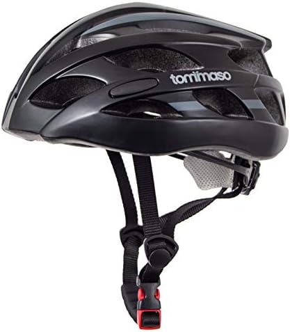 Tommaso Aria Ultra Lightweight Cycling Helmet Road & MTB Bike Adjustable Fit 3 Sizes 4 Colors (Black,Matte Black,White,Titanium) Certified Safety Protection- Matte Black - Medium