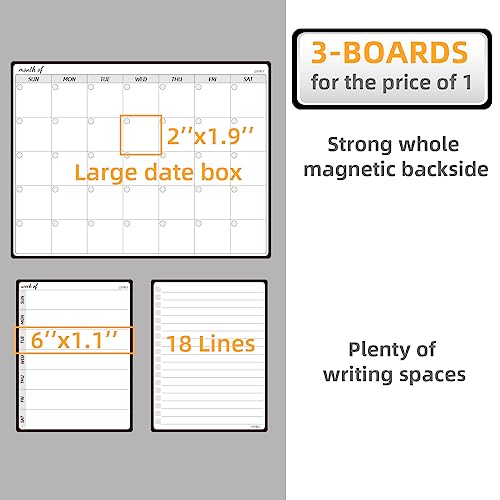 Magnetic Dry Erase Monthly Calendar Whiteboard Set for Fridge -One Monthly Planner and Two Bonus Dry Erase Grocery Board & Weekly Menu Board- Meal Planner Whiteboard/to-Do List -6  image 7