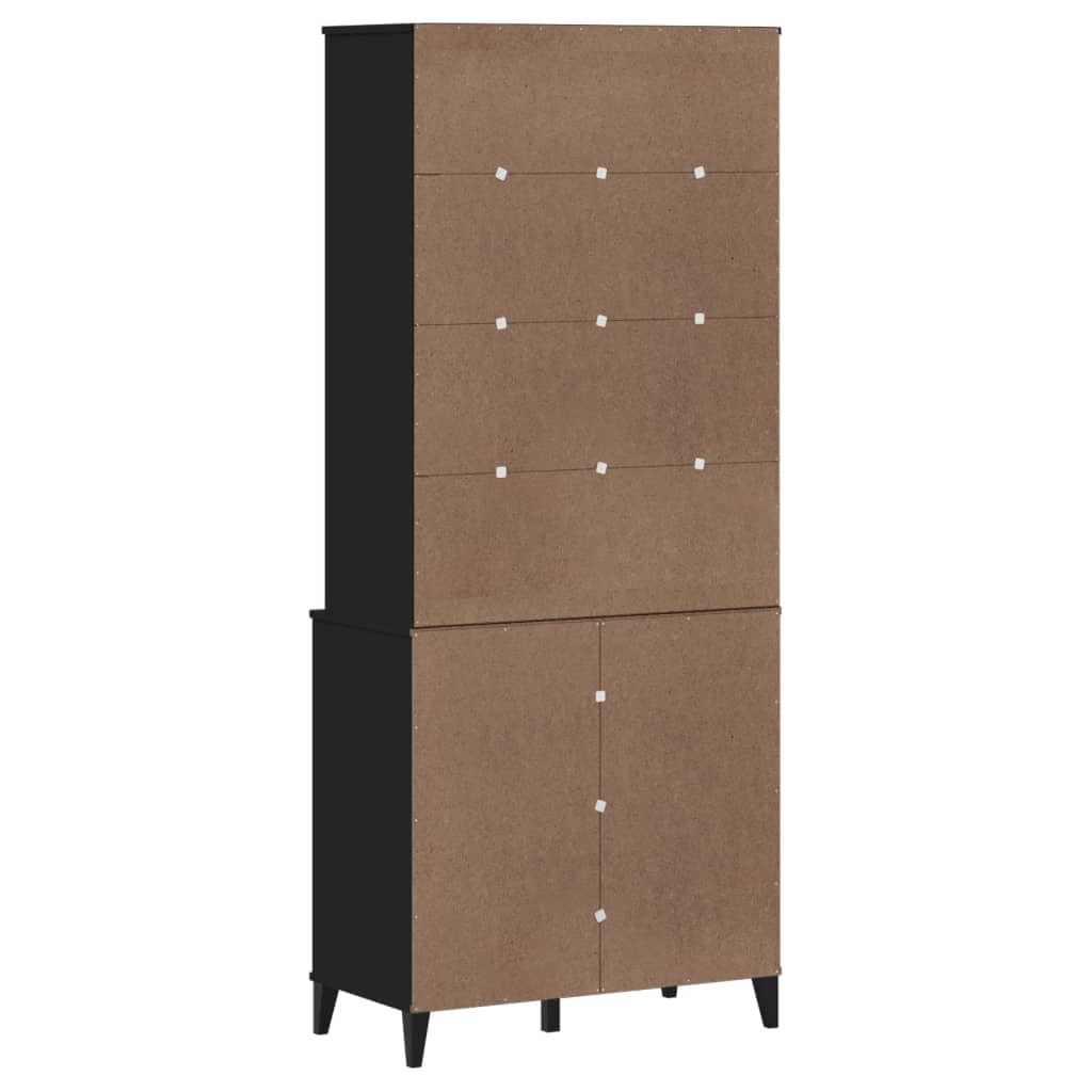 Viken - Tabla elevadora (80 x 40 x 190 cm, madera maciza de pino), color negro | Mucho espacio de almacenamiento, puertas de vidrio templado, asas prácticas, resistentes y duraderas