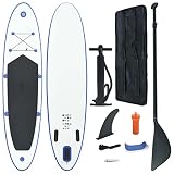 vidaXL Juego de Tabla de Paddle Surf Hinchable Azul/Blanco Deportes Acuáticos