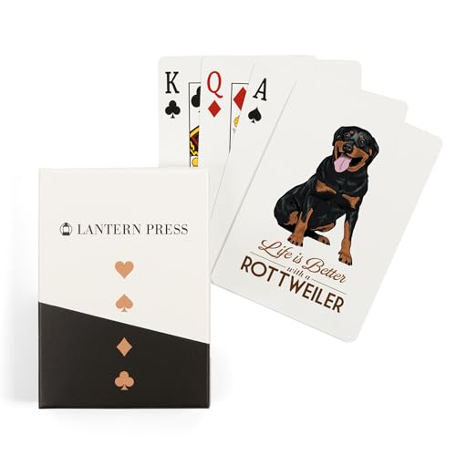 52 Naipes de Poker Rottweiler Life is Better Fondo Blanco