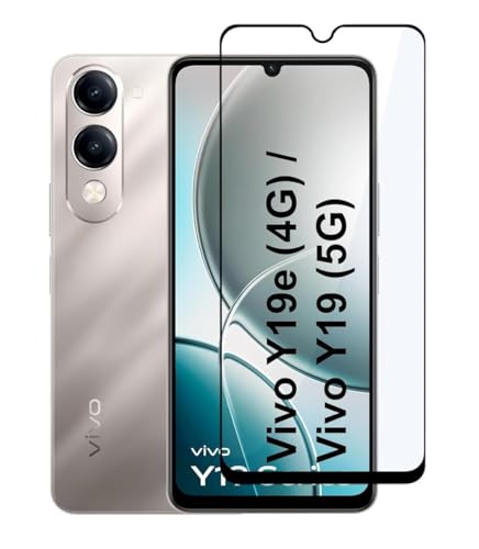 Image of HD Tempered Glass Screen Protector Compatible for Vivo Y19E 5G with Edge to Edge coverage and Easy Installation kit