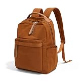 Boziee Leichter Nylon Rucksack, Casual Daypack Mit Kofferhaltergurt, Freizeitrucksack Für Schule, Büro & Reisen (Braun)