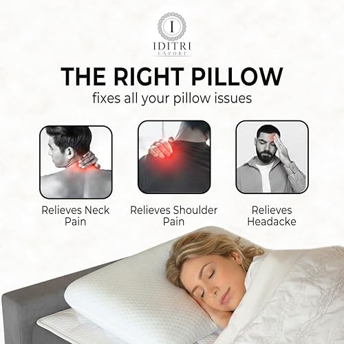 Image of Memory Foam Cervical Pillow Set of 2, 50x30x6 cm White Contour Support for Sleeping, Breathable Jacquard Outer Cover with Zipper, Orthopedic Bedding for Side Sleeper and Spine Alignment