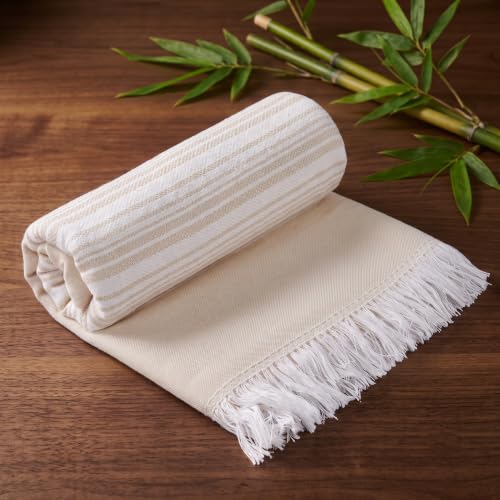 Image of 100% Bamboo Towels for Bath, Ultra Soft Skin-Friendly Travel Towel, Lightweight Quick Dry Bamboo Bath Towel Large Size for Men & Women, Highly Absorbent & Anti-Odour Towels, Ivory