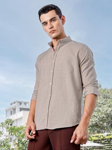 Image of Thomas Scott Men's | Solid | Long Sleeve | Polyster Blend | Casual | Button Down Collar | Shirts for Men