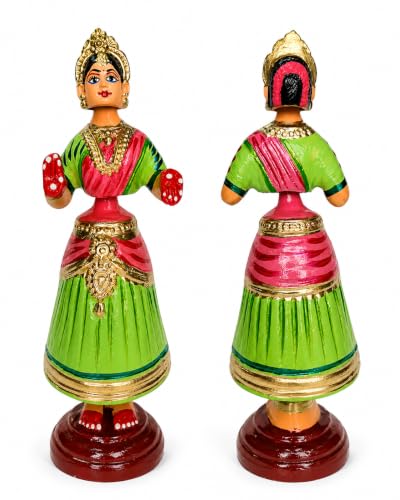 Image of 12 Inch Kondapalli Toys for Home Decor - Kondapalli Bommalu - Thanjavur Dolls - Paper Mache Dancing Doll