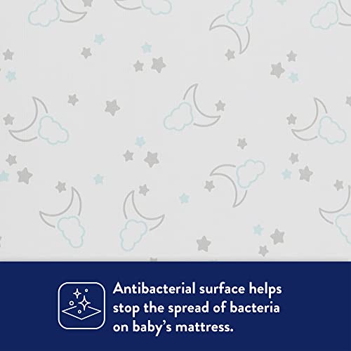 Image of Kolcraft BabyPedic 2-Stage Crib Mattress & Toddler Mattress, Made in USA, Waterproof, Breathable, Extra Firm, 80 Coil Innerspring, GREENGUARD Gold Certified, Dreamy Moonlight & Stars