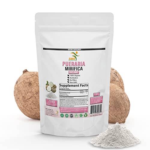 Potent Pueraria Mirifica White Kwao Krua Kao Powder, Promotes Women's Health | Imported from Thailand | Organic, Non GMO, Gluten Free Supplement | 100g | by SMS