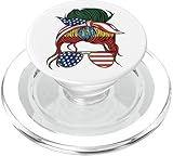 Half American Ethiopian Roots Etiopía USA Moño desordenado Mujeres PopSockets PopGrip para MagSafe
