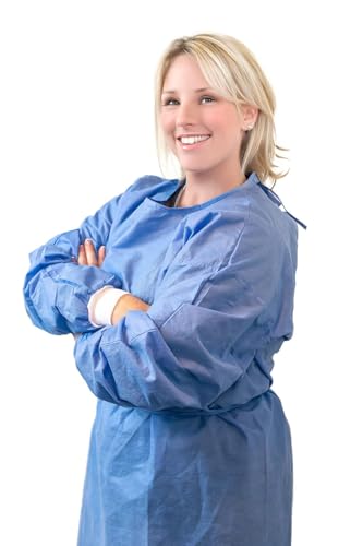 10 Pack - Disposable Isolation Gown with Knit Cuffs – One Size Fits Most | Protective Gown for Medical, Lab, Dental, and General Use