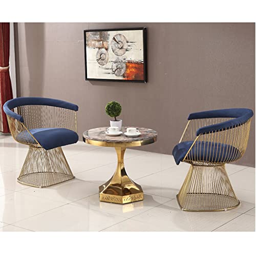 Table ronde en marbre salon petite table basse d'appoint en acier - 8