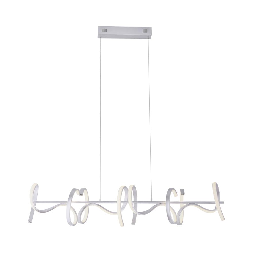 LeuchtenDirekt LED Pendelleuchte silber geschwungen, dimmbar warmweiß | Wohnzimmer, Deckenleuchte, Dimmer