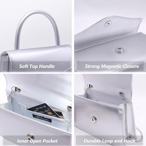 Image of Women's Evening Bag Bridal Party Clutch Purses Cocktail Prom Handbags with Patent Leather