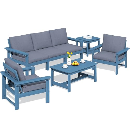 Image of SERWALL HDPE Outdoor Patio Furniture Set | with Coffee Table & Side Table