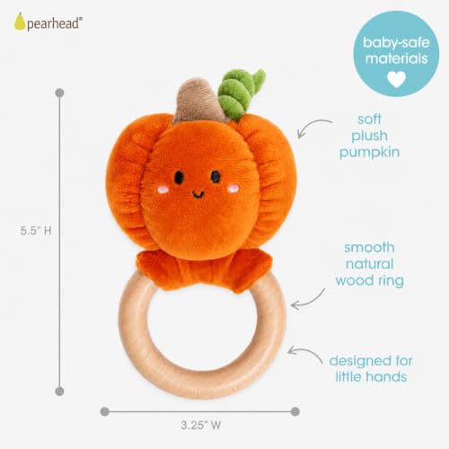 Image of Pearhead Halloween Pumpkin Wooden Baby Teether