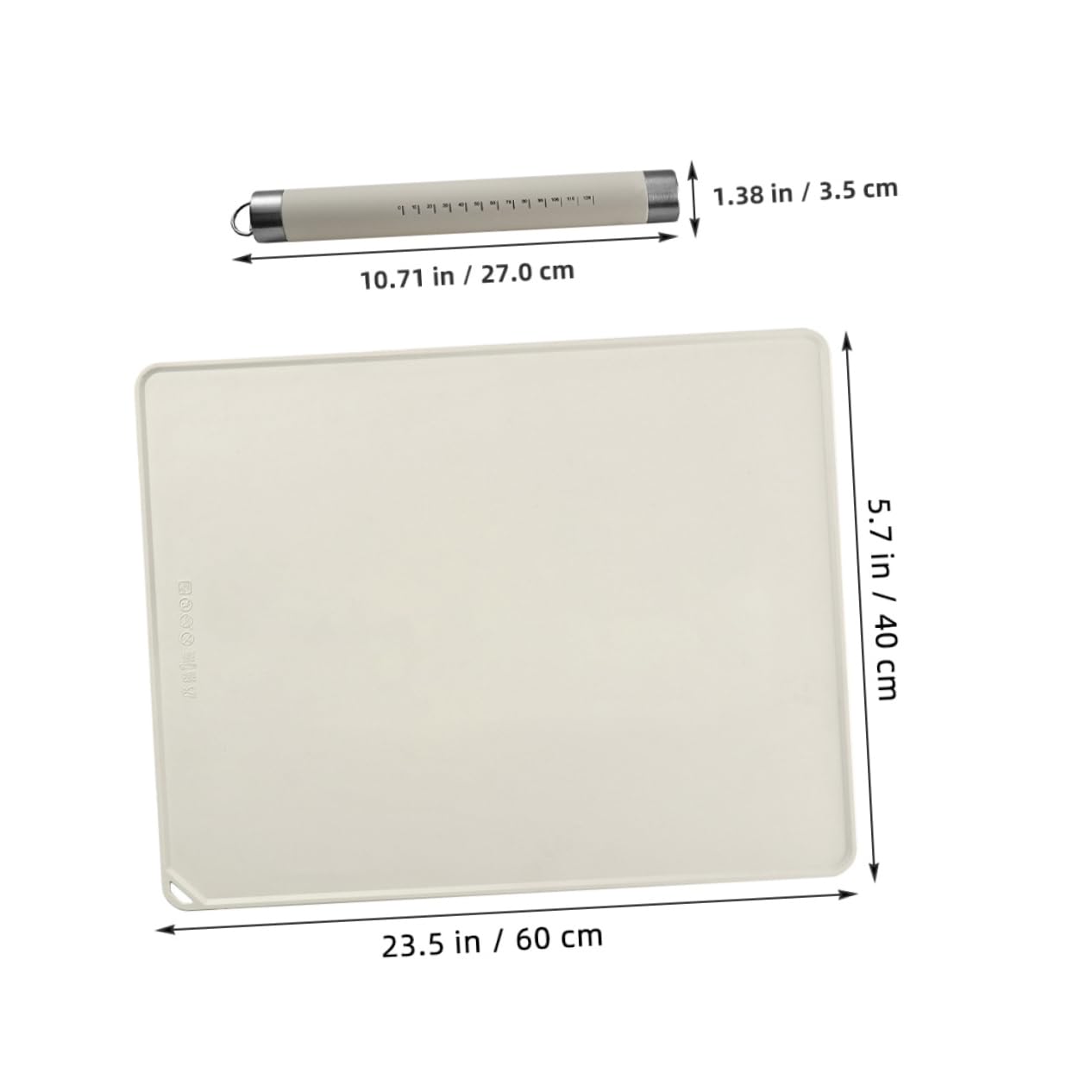 Multifunktions Teigmatte 1 Satz aus Silikon und Edelstahl Beige