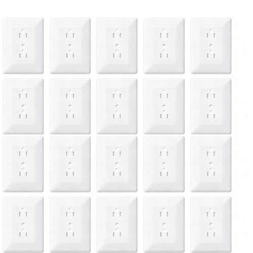 Image of ZEFTV 20 Pack Duplex Outlet Covers Wall Plates 1-Gang Switch Outlet Electrical Cover Plate Unbreakable Thermoplastic Faceplate for Light Receptacle Outlet Switch, Glossy White