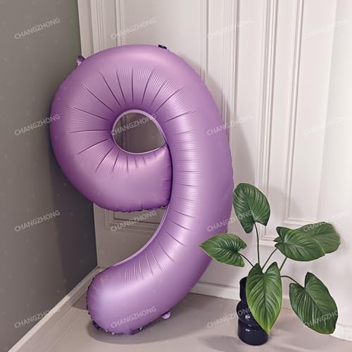 Image of 40 In Matte Lavender Purple Birthday Number 9 Helium Foil Mylar Balloon | Helium Foil Mylar Suitable Boys' And Girls', 9st 19th Birthday Parties, Anniversary Celebration Nine Balloon Purple paryt