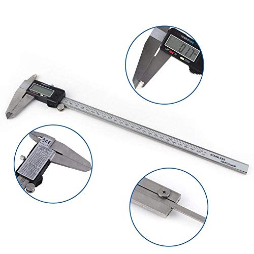Image of vernier calipers with large LCD screen electronic vernier caliper thickness measuring Tool 0-12 in /0-300mm auto off featured. (a-caliper 300)