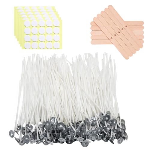 Aubeco 6 Inch 120Pcs Pre Waxed Cotton Candle Wick for Candle Making