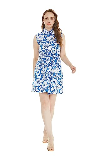 Image of Hawaii Hangover Family Matching Clothes, Classic Vintage Hibiscus Blue | Family matching Hawaiian outfits, Classic Vintage Hibiscus Blue, 100% cotton, machine washable, tropical floral print, luaus