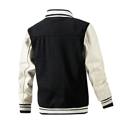Dudubaby Denim Jean Jacket， Parka Jacket Flannel Jackets For Men Baseball Coat Jacket Men's Autumn And Winter New Casual Color Inserted Wool Coat Faux Jacket Men Hoody Jacket (White-1, Xx-Large) #TOP2