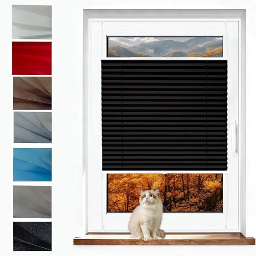 Estor Enrollable Translúcido Estor Ventanas 80 x 150 cm Blackout, Fijación sin Taladrar, Translúcido Persiana Enrollable Blackout para Puertas y Ventanas para, Negro