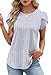 Blouses for Women Buinsess Casual Outfits Spring Tops Plus Size Womens Clothes Trendy 2026 T Shirts for Women Dressy Tops Short Sleeve Rave Vacation Outfts Blue Stripes M