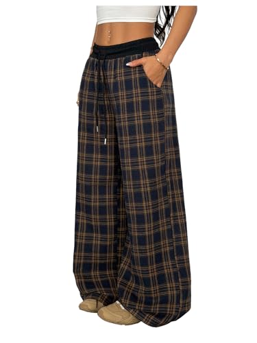 Image of SOLY HUX Women's Plaid Checkered Pants Flannel Pajama Pants with Pockets