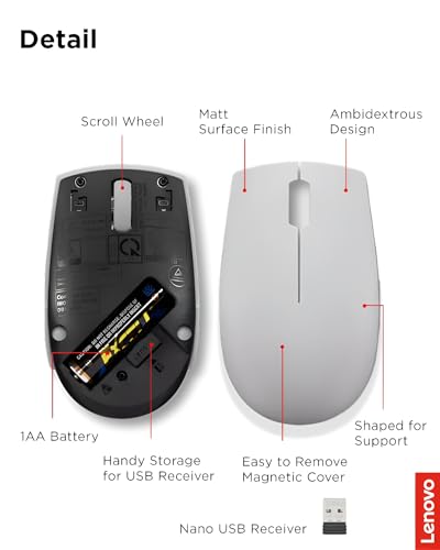 Lenovo 300 Wireless Compact Mouse|Arctic Grey