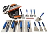 Kabou Profi Maurerkellen-Set Kellenset mit Glättekelle Zahnkelle Trapez-Spachtel Spachtelkelle Stuckateurkelle rostfrei Fassadenspachtel Baueimer uvm.