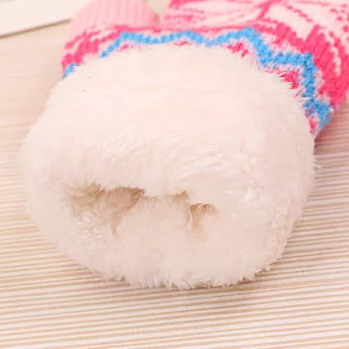 UTOWO Kids Double Layer Boy Stretch Knitted Mittens Girl Warm Knit Mittens Winter Outdoor Gloves for 3-7Y2