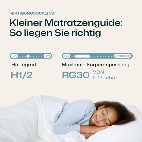 RAVENSBERGER Kinder- und Jugendmatratze Softwelle - Härtegrad H1/H2, weich - 140 x 200 cm, Höhe 16 cm - 7-Zonen Kaltschaummatratze mit RAVOTEX Funktionsbezug, allergikerfreundlich