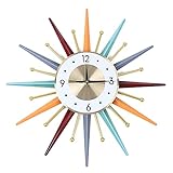WHNLZGND Reloj de pared colorido de 21 pulgadas, reloj de pared decorativo de metal, funciona con pilas, para decoración de sala de estar