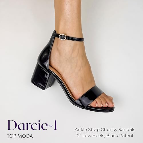 Image of TOP Moda Darcie-1 Ankle Strap Dressy High Heel Sandal, Non-slip Sole, For Wedding, Party, Prom, Evening Wear, or Any Occasion, Sleek Style Block Heel Sandals