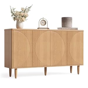 LITTLE TREE 59-Inch Buffet Cabinet Sideboard with Storage, Modern Sideboard Buffet Table with Doors for Living Room, Dining Room