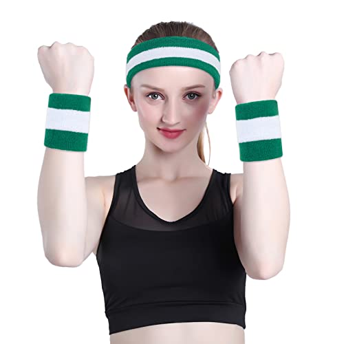 image for ONUPGO Sweatband Set Sports Headband Wristband Set Sweatbands Terry Cl