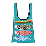 [Qinqincai] 鯉のぼり 和風 和柄 大容量 ウ エコバック ショッピングバッグ 買い物バック 買い物袋 防水 軽量 ポケットサイズ コンビニ用