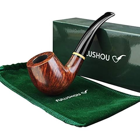FULUSHOU Mediterranean Briar Wood Tobacco Pipe, Simple Atmosphere Tobacco Pipe Cover