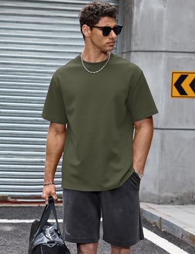 Image of Herberton Mens Oversized T-Shirts Heavyweight Cotton Stretch Fashion Thick Tee Tops (S-3XL)