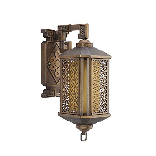 Lumière murale extérieure e27 en verre et aluminium lanterne bronze style vintage pour jardin