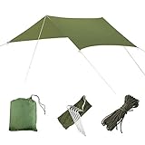 ayamaya Hammock Rain Fly - Waterproof Tent Tarp 10x10 Foot Camping Backpacking Survival Shelter by Premium Lightweight Ripstop Fabric, Fast Set Up, Stakes and Ropes Included for Mom Dad