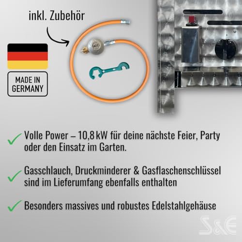 Foto von Gastrobräter 3-flammig mit Stahlblechpfanne & Piezozündung, Edelstahl
