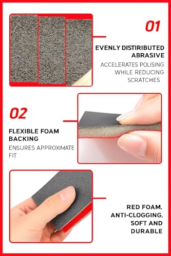 24 Stück Schleifschwämme,180-3000 Körnung Handschleifblöcke, Flexibler Schleifschwamm Holz, Professional Schleifpads für Metall, Holz, Farbe, Spachtelmasse, Autokarosseriereparatur