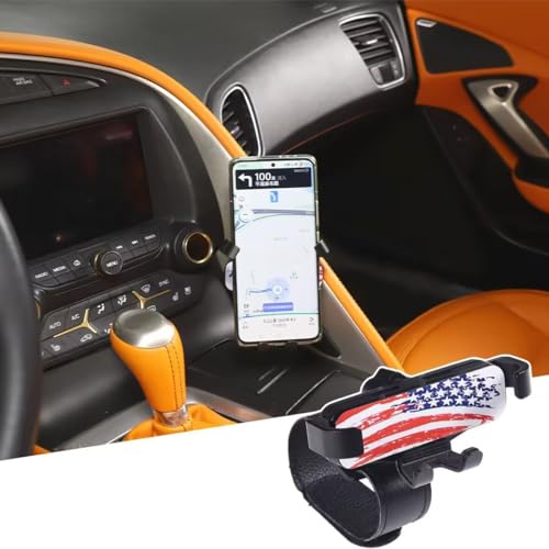JONKOKO Car Central Control Armrest Car Phone Mount Compatible with Chevrolet Corvette C7 2014-2019 Auto Mobile Phone Holder Accessories (Style B)