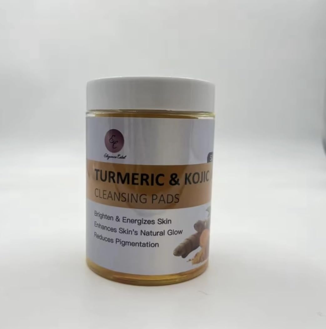 Elegance Catel Lightening Pads with Turmeric and Kojic Acid, 50 Soaked Cotton Pads, 99% Organic, Facial Tonic