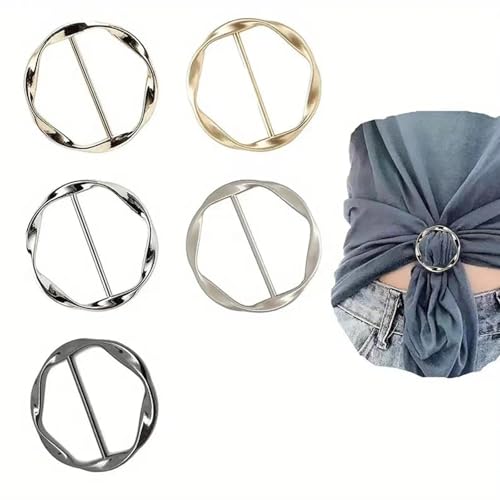 Image of 2 Pcs Scarf Ring Clips for Women Metal Shirt Tightener Cinch Buckle for Silk Scarf Shawl Blouse Sweater T Shirt Clothing Accessories