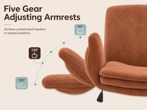 Image of Armrests Criss Cross Chair - Wide Comfy Swivel Vanity Chairs with Wheels, Comfortable Adjustable Home Office Desk Computer Chair for Reading Room, Bedroom, Makeup Room (Orange)