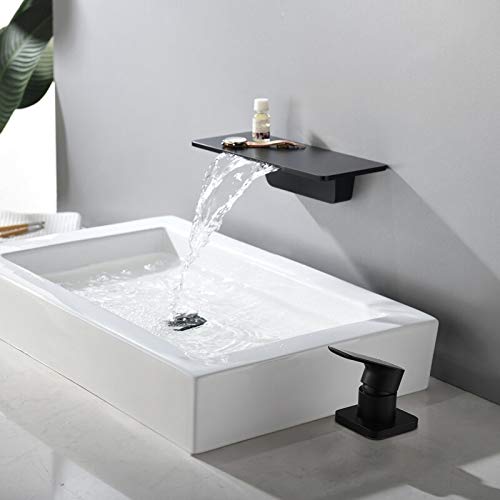 Robinet de lavabo mural en laiton noir mat anti-éclaboussures chic